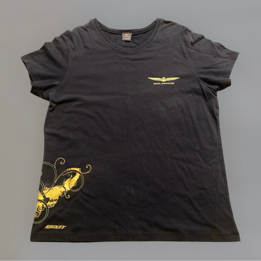 Vintage Black Honda Gold Wing Motorcycle Short Sleeve T-Shirt Size Large
